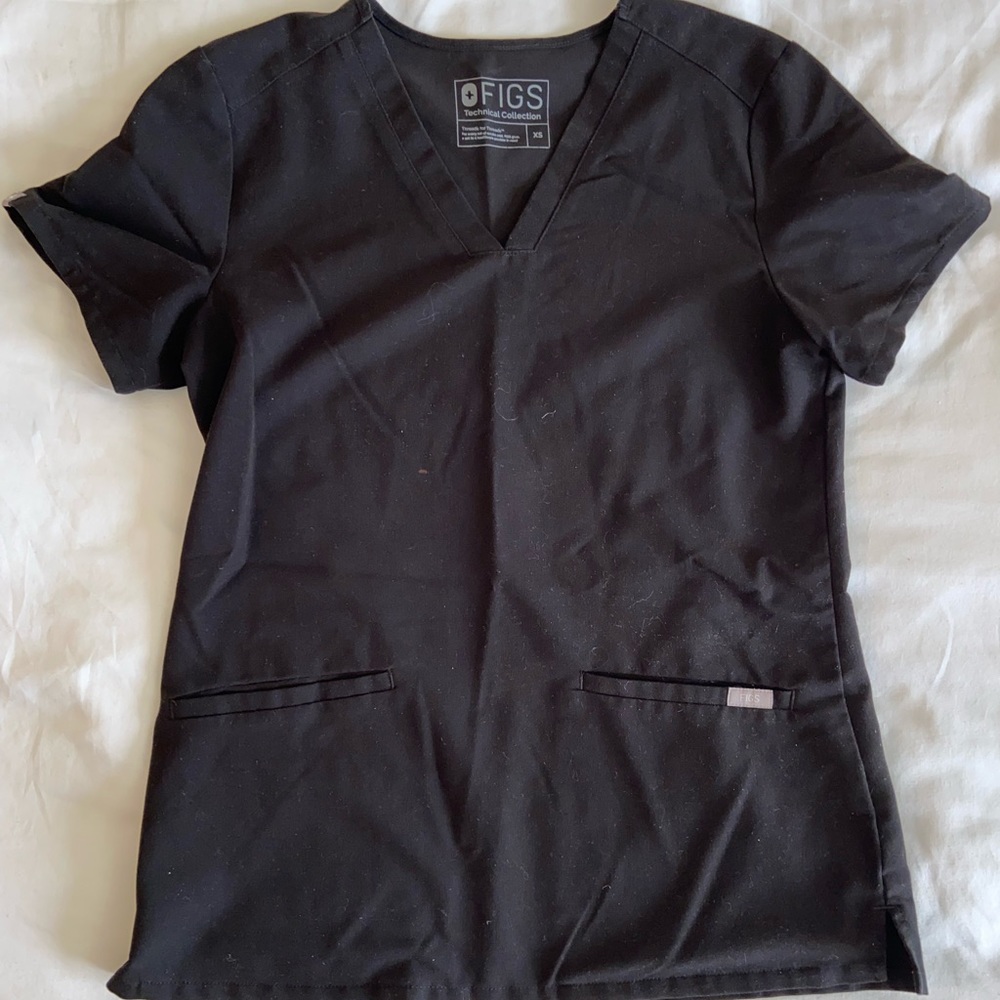 Figs Casma Scrub Top Black Size XS